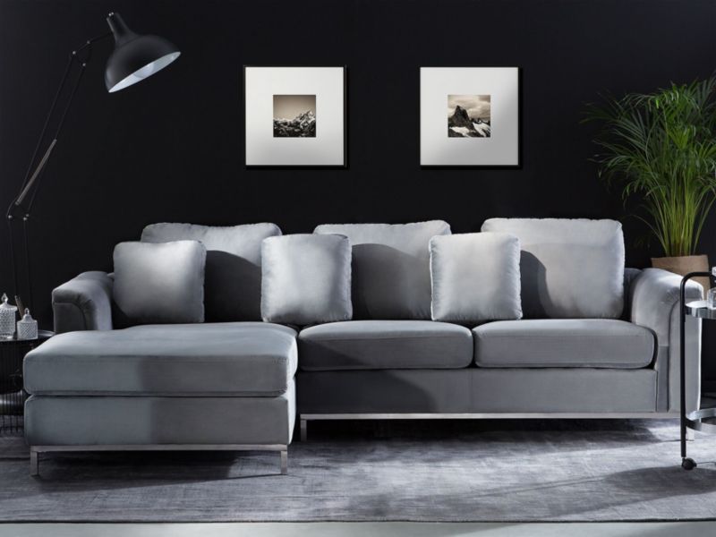 Sofa narożna prawostronna Oslo Szary Welur Prawostronny 1 szt.