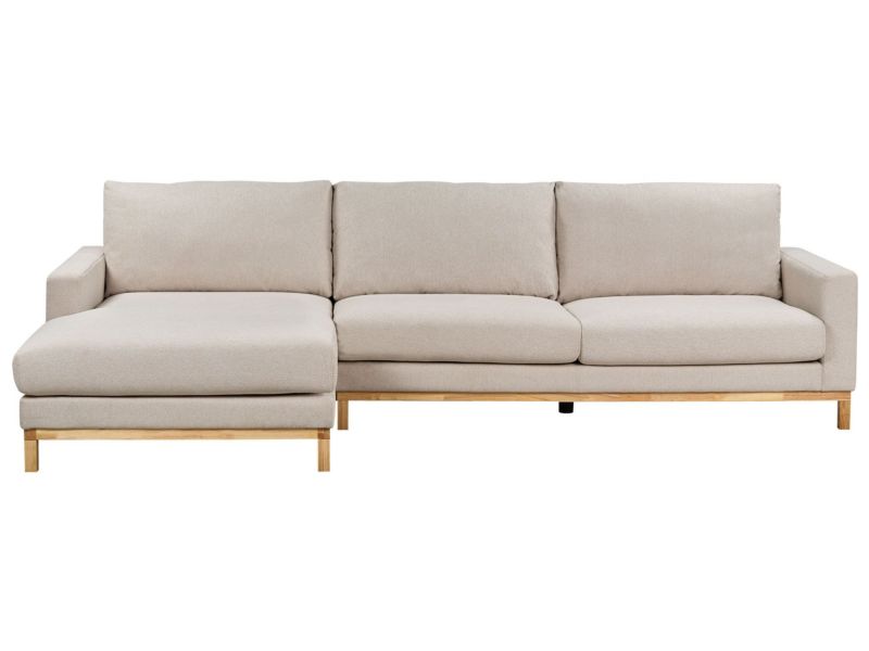 Sofa narożna prawostronna Siggard Beżowy Tkanina Prawostronny 1 szt.
