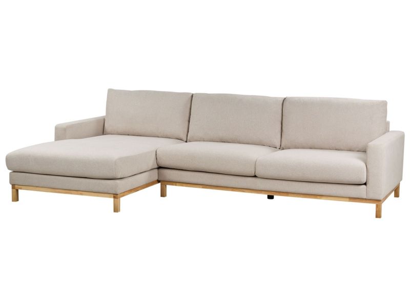Sofa narożna prawostronna Siggard Beżowy Tkanina Prawostronny 1 szt.