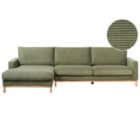 Sofa narożna prawostronna Siggard Zielony Sztruks Prawostronny 1 szt.