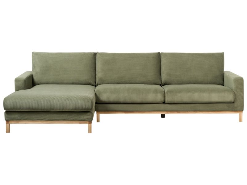 Sofa narożna prawostronna Siggard Zielony Sztruks Prawostronny 1 szt.