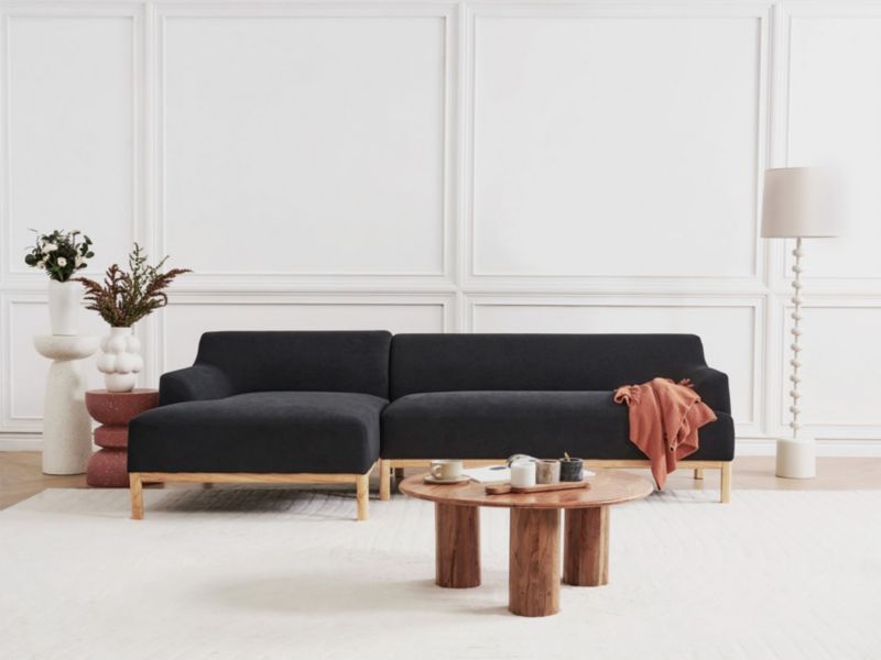 Sofa narożna prawostronna Sosjo Czarny Tkanina Prawostronny 1 szt.