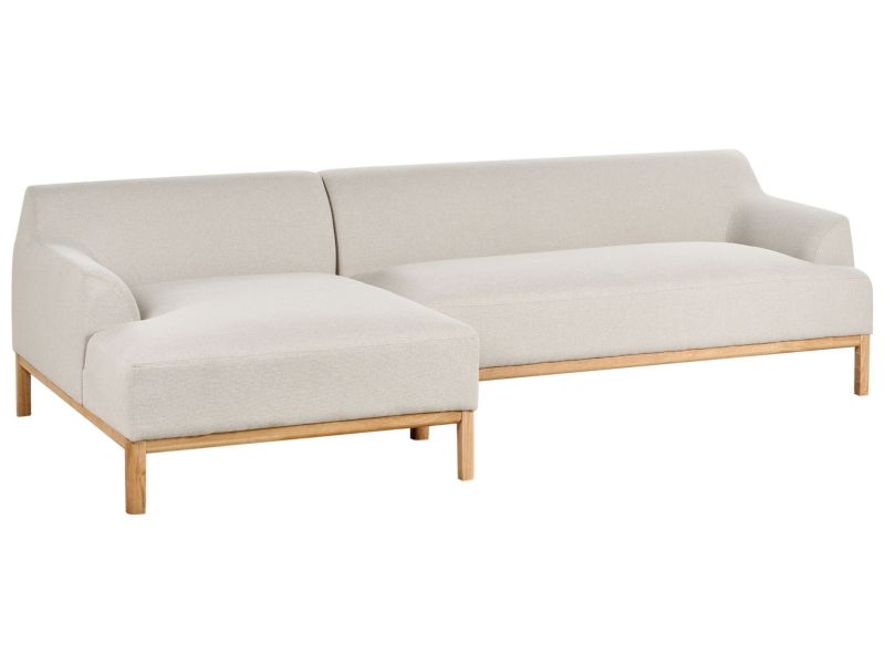 Sofa narożna prawostronna Sosjo Jasnobeżowy Tkanina Prawostronny 1 szt.