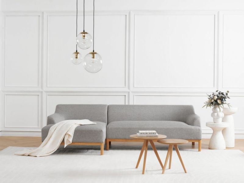 Sofa narożna prawostronna Sosjo Jasnoszary Tkanina Prawostronny 1 szt.