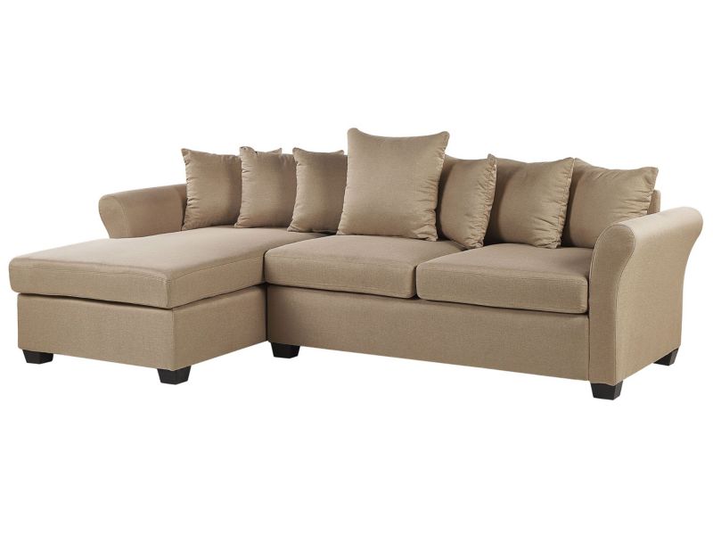 Sofa narożna prawostronna Vikna Beżowy Tkanina Prawostronny 1 szt.