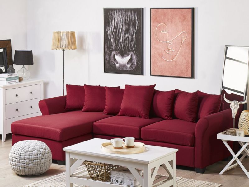 Sofa narożna prawostronna Vikna Bordowy Tkanina Prawostronny 1 szt.