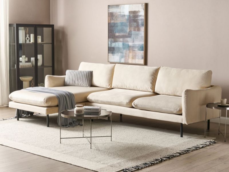 Sofa narożna prawostronna Vinterbro Jasnobeżowy Welur Prawostronny 1 szt.
