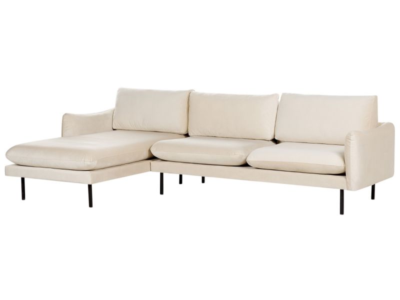 Sofa narożna prawostronna Vinterbro Jasnobeżowy Welur Prawostronny 1 szt.