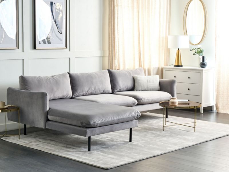Sofa narożna prawostronna Vinterbro Szary Welur Prawostronny 1 szt.