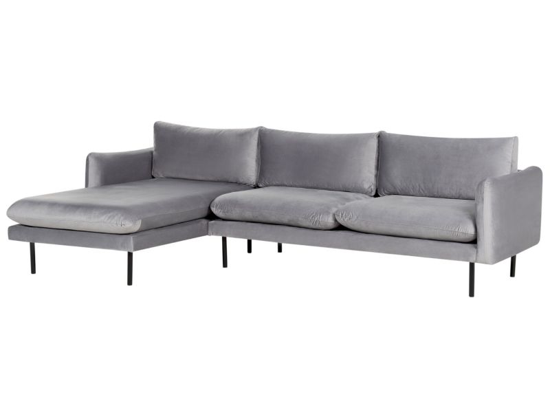 Sofa narożna prawostronna Vinterbro Szary Welur Prawostronny 1 szt.