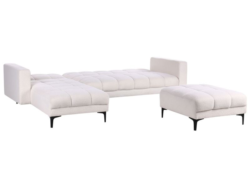Sofa narożna prawostronna z otomaną Alnes Boucle Biały Prawostronny 1 kpl
