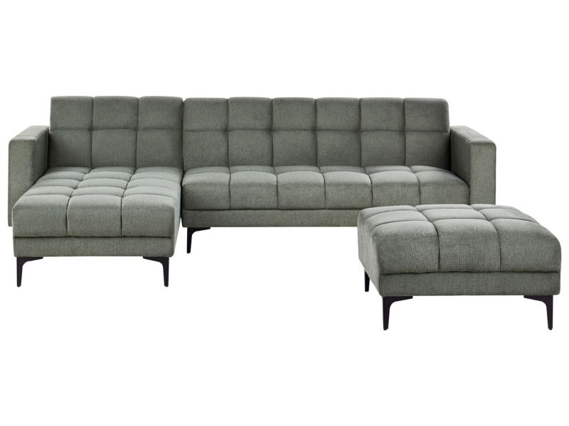 Sofa narożna prawostronna z otomaną Alnes Ciemnozielony Prawostronny 1 kpl