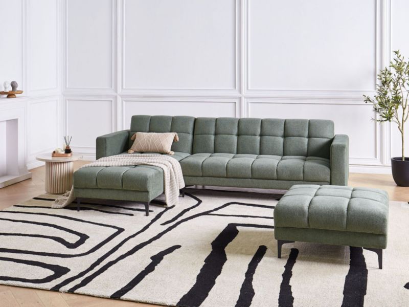 Sofa narożna prawostronna z otomaną Alnes Ciemnozielony Prawostronny 1 kpl