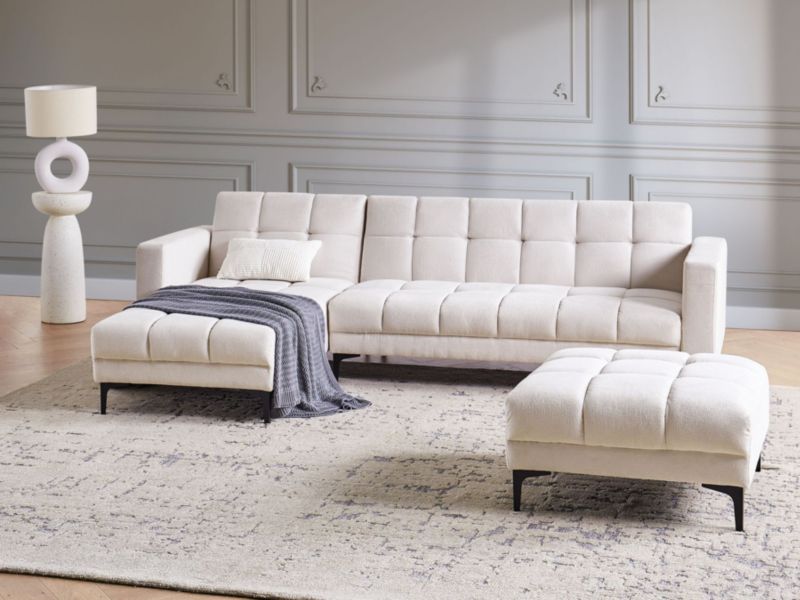 Sofa narożna prawostronna z otomaną Alnes Złamana biel Prawostronny 1 kpl