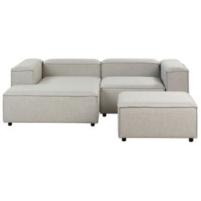 Sofa narożna prawostronna z otomaną Ardal  Jasnoszary dla 3 osób Prawostronny 1 kpl