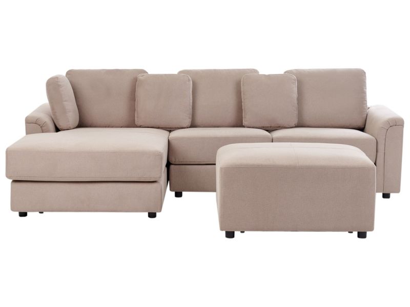 Sofa narożna prawostronna z otomaną Kohlo  Beżowoszary Prawostronny 1 kpl