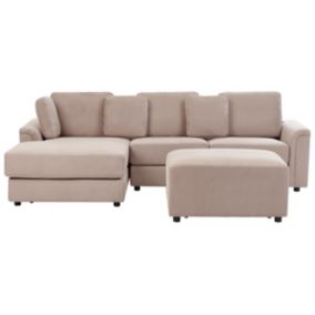 Sofa narożna prawostronna z otomaną Kohlo  Beżowoszary Prawostronny 1 kpl