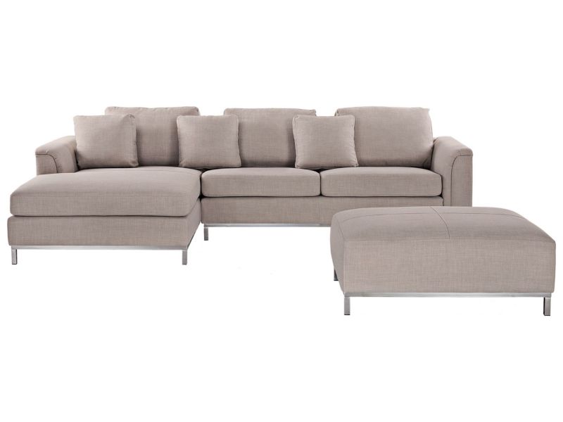 Sofa narożna prawostronna z otomaną Oslo  Beżowy Prawostronny 1 kpl