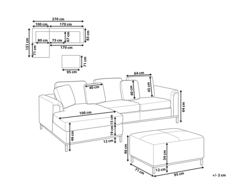 Sofa narożna prawostronna z otomaną Oslo Boucle Biały dla 5 osób Prawostronny 1 kpl