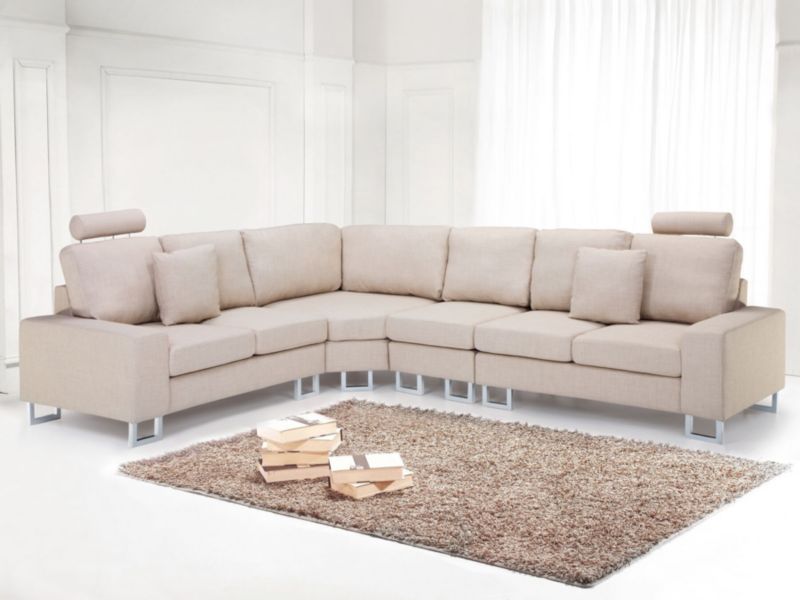 Sofa narożna Stockholm Beżowy Tkanina Prawostronny 1 szt.
