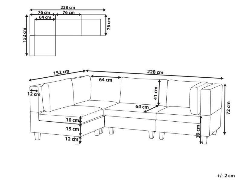 Sofa narożna Unstad  Niebieski Prawostronny 1 kpl