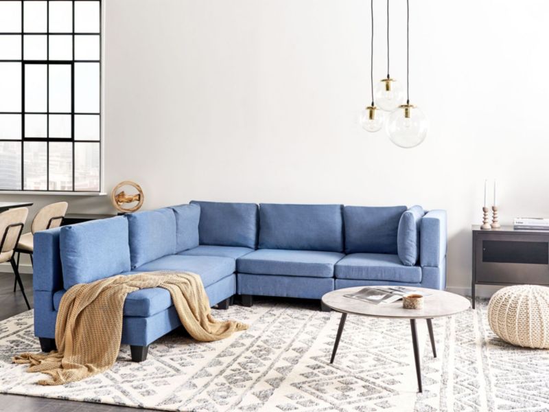 Sofa narożna Unstad  Niebieski Prawostronny 1 kpl