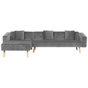 Sofa narożna Vadso Szary Welur Prawostronny 1 szt.