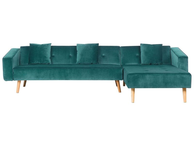 Sofa narożna Vadso Szmaragdowy Welur Lewostronny 1 szt.