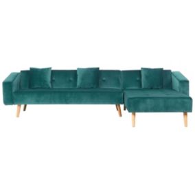 Sofa narożna Vadso Szmaragdowy Welur Lewostronny 1 szt.