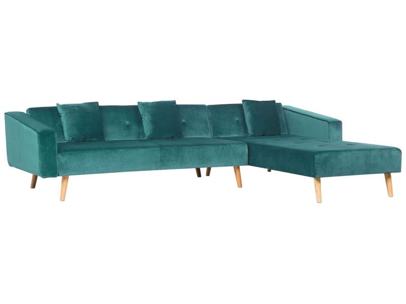 Sofa narożna Vadso Szmaragdowy Welur Lewostronny 1 szt.