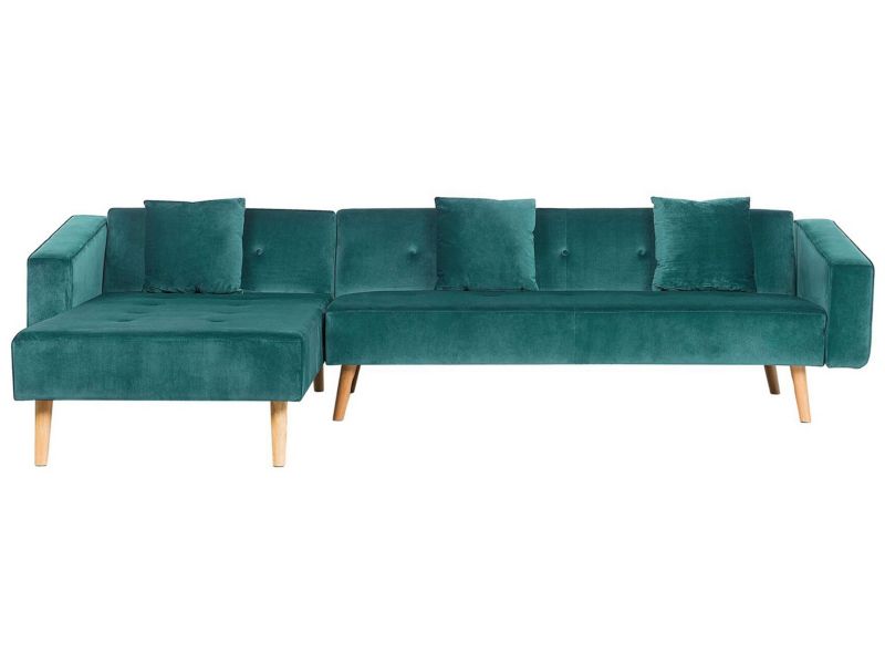 Sofa narożna Vadso Szmaragdowy Welur Prawostronny 1 szt.