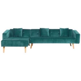 Sofa narożna Vadso Szmaragdowy Welur Prawostronny 1 szt.