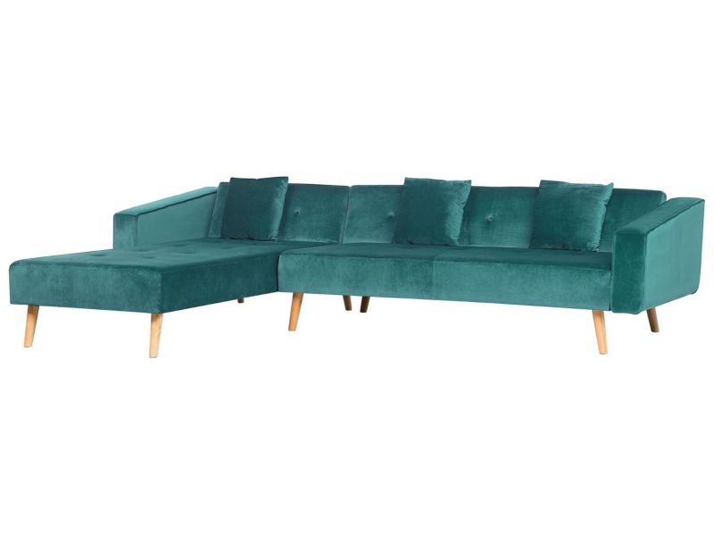 Sofa narożna Vadso Szmaragdowy Welur Prawostronny 1 szt.