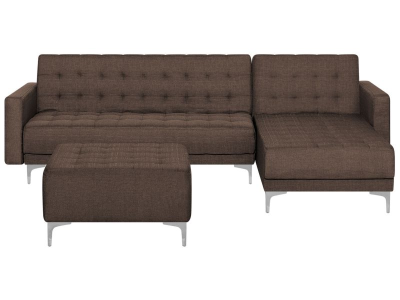 Sofa narożna z otomaną Aberdeen  Ciemnobrązowy Lewostronny 1 kpl