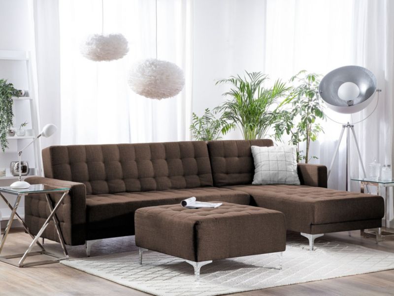 Sofa narożna z otomaną Aberdeen  Ciemnobrązowy Lewostronny 1 kpl