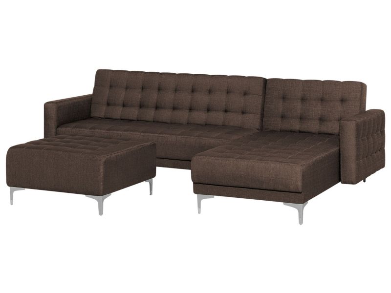 Sofa narożna z otomaną Aberdeen  Ciemnobrązowy Lewostronny 1 kpl