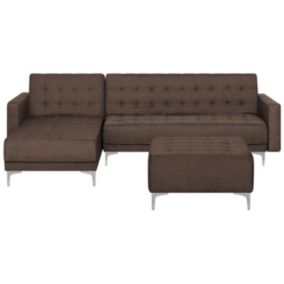 Sofa narożna z otomaną Aberdeen  Ciemnobrązowy Prawostronny 1 kpl