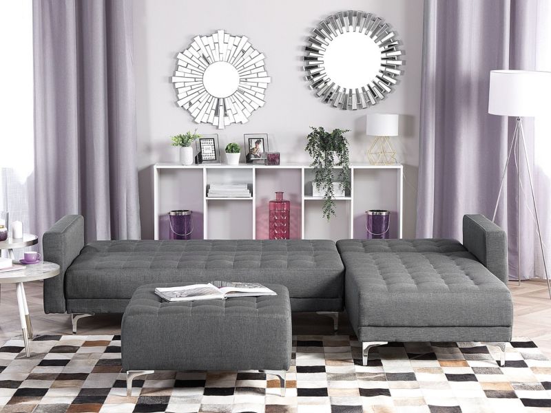 Sofa narożna z otomaną Aberdeen  Jasnoszary Lewostronny 1 kpl
