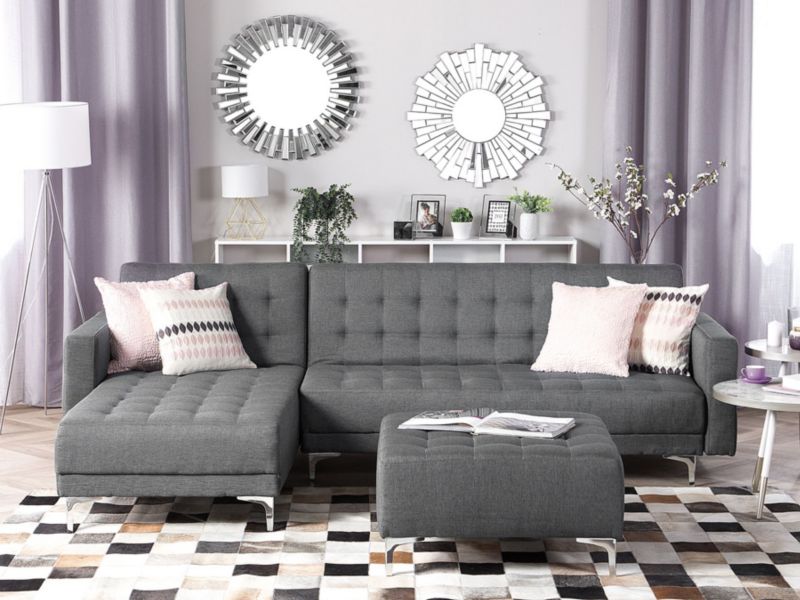 Sofa narożna z otomaną Aberdeen  Jasnoszary Prawostronny 1 kpl
