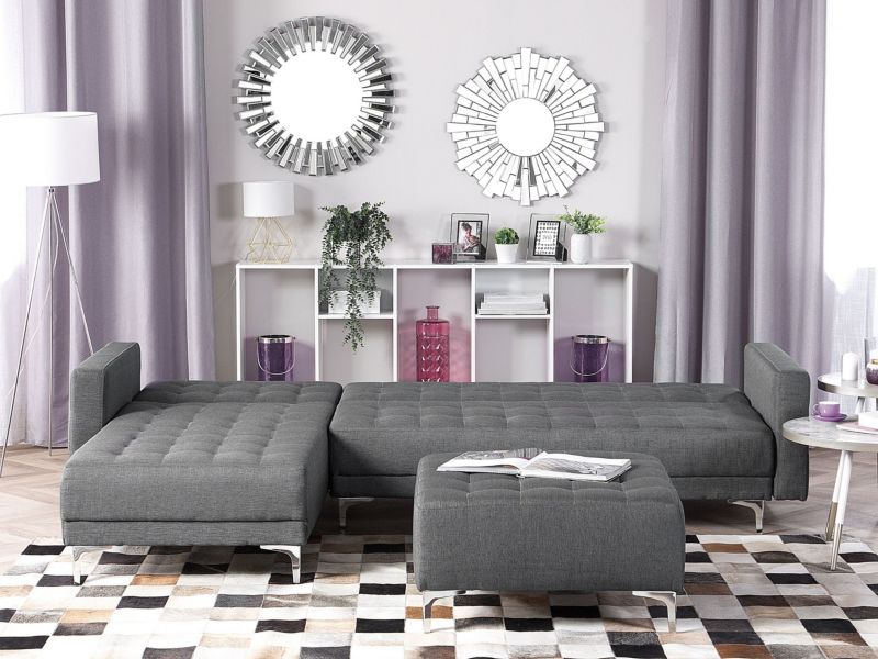 Sofa narożna z otomaną Aberdeen  Jasnoszary Prawostronny 1 kpl