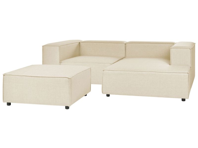 Sofa narożna z otomaną Aprica Beżowy 2-osobowa Lewostronny 1 kpl