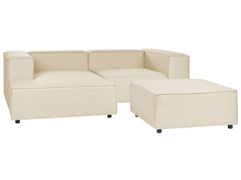 Sofa narożna z otomaną Aprica Beżowy 2-osobowa Prawostronny 1 kpl