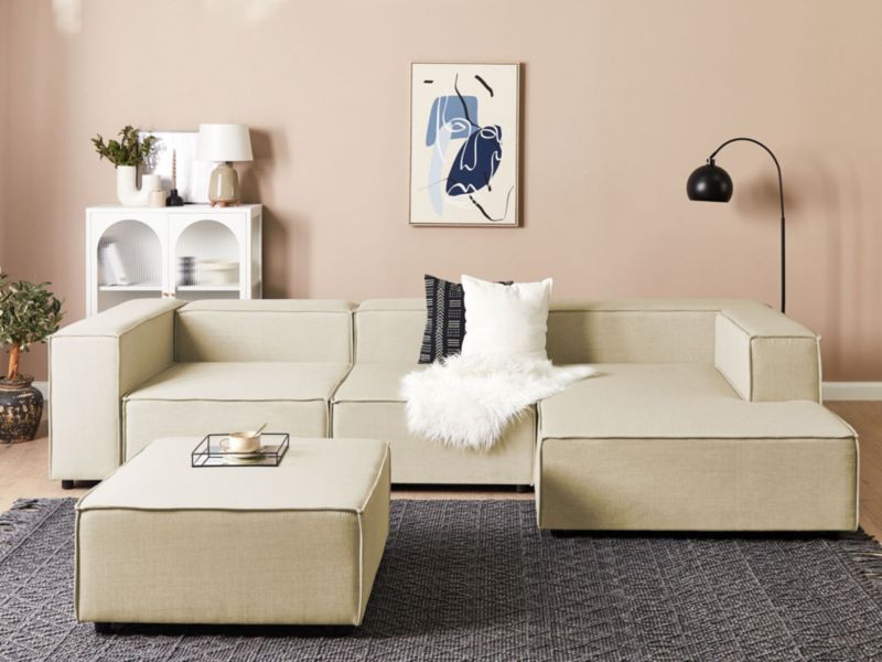 Sofa narożna z otomaną Aprica  Beżowy Lewostronny 1 kpl