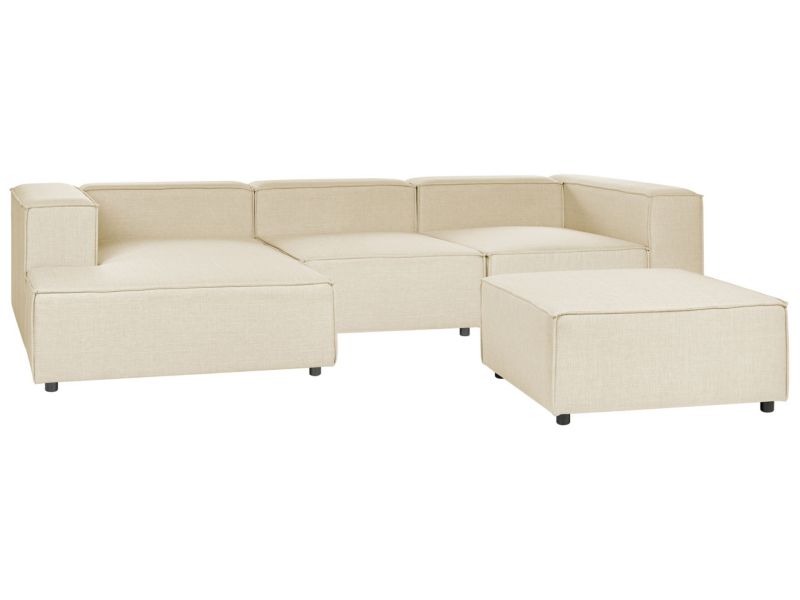 Sofa narożna z otomaną Aprica Beżowy Prawostronny 1 kpl