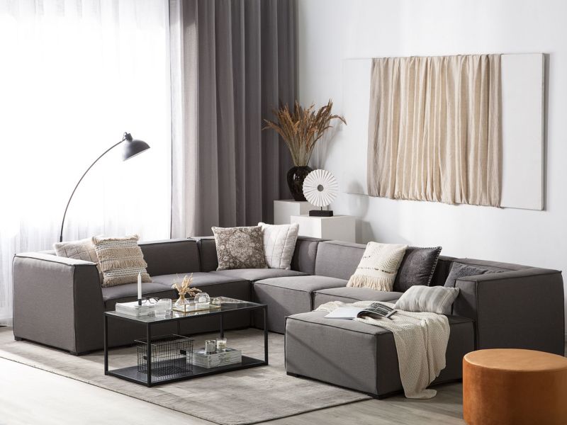 Sofa narożna z otomaną Arezzo Szary 1 kpl