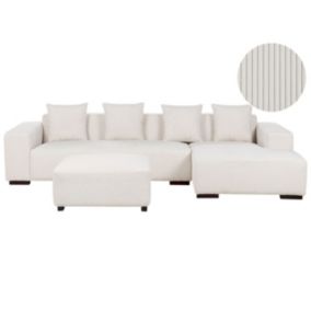 Sofa narożna z otomaną Lungo Sztruks Złamana biel Lewostronny 1 kpl