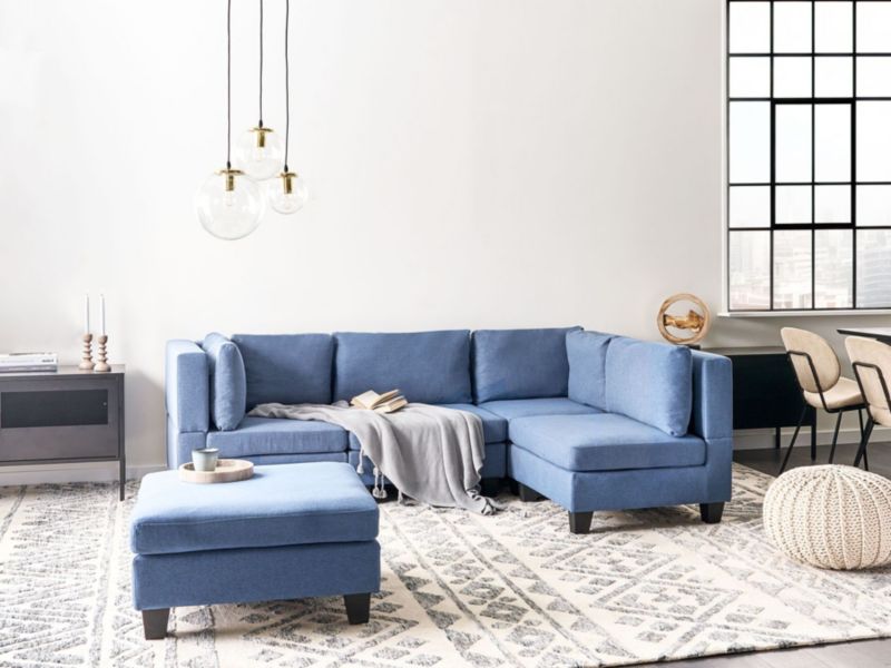 Sofa narożna z otomaną Unstad  Niebieski Lewostronny 1 kpl
