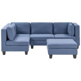 Sofa narożna z otomaną Unstad  Niebieski Prawostronny 1 kpl