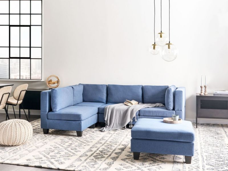Sofa narożna z otomaną Unstad  Niebieski Prawostronny 1 kpl