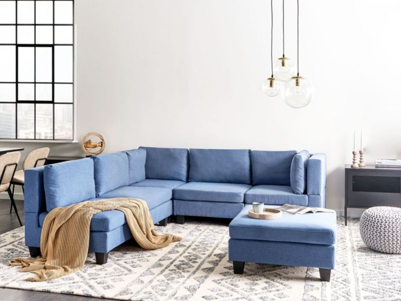 Sofa narożna z otomaną Unstad  Niebieski Prawostronny 1 kpl
